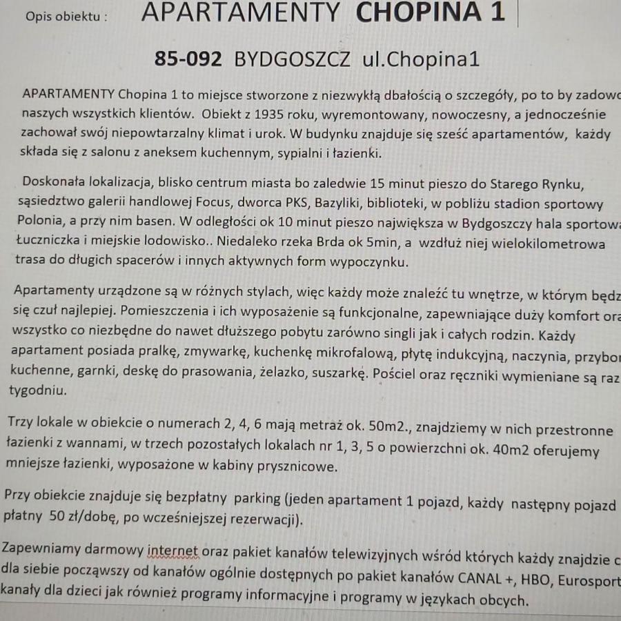 Apartamenty Chopina 1 Bydgoszcz Exteriör bild